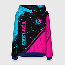 Толстовка-худи женская Chelsea - neon gradient: надпись, символ, цвет: 3D-синий