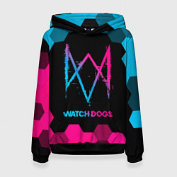 Толстовка-худи женская Watch Dogs - neon gradient, цвет: 3D-черный