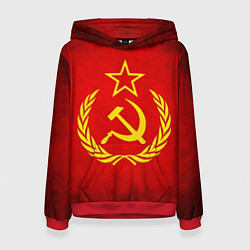 Толстовка-худи женская СССР - старый флаг, цвет: 3D-красный