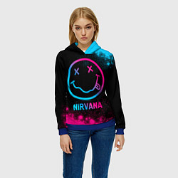 Толстовка-худи женская Nirvana - neon gradient, цвет: 3D-синий — фото 2