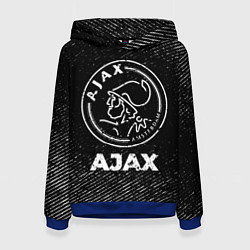 Толстовка-худи женская Ajax с потертостями на темном фоне, цвет: 3D-синий