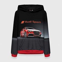 Толстовка-худи женская Audi sport - racing team, цвет: 3D-красный
