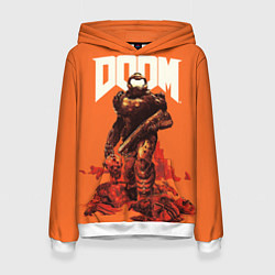 Толстовка-худи женская DOOM - Doomguy, цвет: 3D-белый