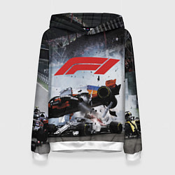 Толстовка-худи женская Формула 1 - ни за что, блин!, цвет: 3D-белый