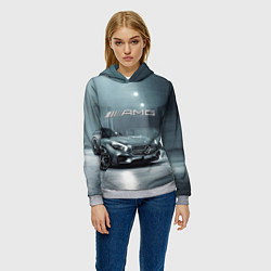 Толстовка-худи женская Mercedes AMG - Motorsport, цвет: 3D-меланж — фото 2