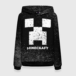 Толстовка-худи женская Minecraft с потертостями на темном фоне, цвет: 3D-черный