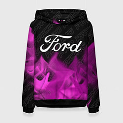 Толстовка-худи женская Ford pro racing: символ сверху, цвет: 3D-черный