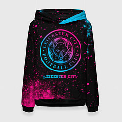 Толстовка-худи женская Leicester City - neon gradient, цвет: 3D-черный