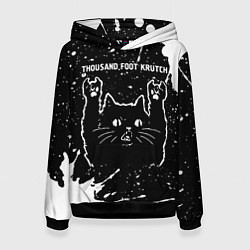 Толстовка-худи женская Группа Thousand Foot Krutch и рок кот, цвет: 3D-черный
