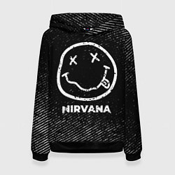 Толстовка-худи женская Nirvana с потертостями на темном фоне, цвет: 3D-черный