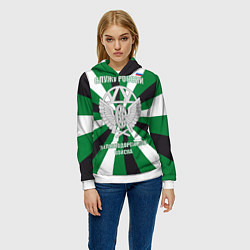 Толстовка-худи женская Железнодорожные войска ВС РФ, цвет: 3D-белый — фото 2