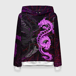 Толстовка-худи женская Неоновый дракон purple dragon, цвет: 3D-белый