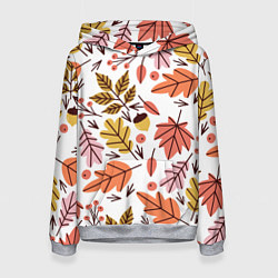 Толстовка-худи женская Осенний паттерн - листья, цвет: 3D-меланж