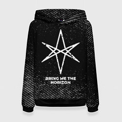 Толстовка-худи женская Bring Me the Horizon с потертостями на темном фоне, цвет: 3D-черный