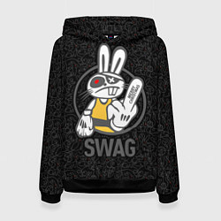 Толстовка-худи женская SWAG, bad rabbit, merry Christmas, цвет: 3D-черный