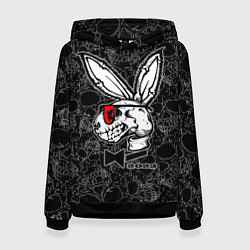 Толстовка-худи женская Playboy Skull - Rabbit 2023, цвет: 3D-черный