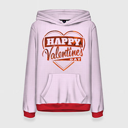 Толстовка-худи женская Happy Valentines Day!, цвет: 3D-красный