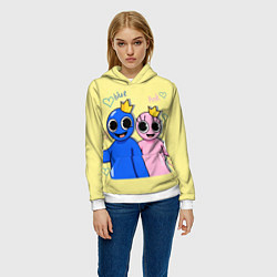Толстовка-худи женская Радужные друзья: Синий и Розовая, цвет: 3D-белый — фото 2