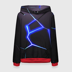Толстовка-худи женская Неоновый разлом плит, цвет: 3D-красный