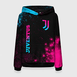 Толстовка-худи женская Juventus - neon gradient: надпись, символ, цвет: 3D-черный