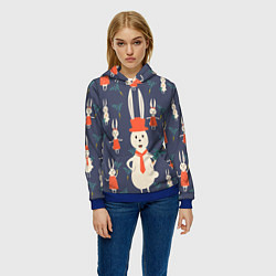Толстовка-худи женская Семья крольчат, цвет: 3D-синий — фото 2