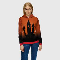 Толстовка-худи женская Halloween - замок ведьм, цвет: 3D-красный — фото 2