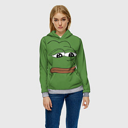 Толстовка-худи женская Лягушонок Pepe грустит, цвет: 3D-меланж — фото 2