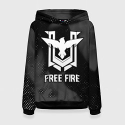 Толстовка-худи женская Free Fire glitch на темном фоне, цвет: 3D-черный