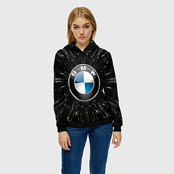 Толстовка-худи женская БМВ эмблема, автомобильная тема, цвет: 3D-черный — фото 2