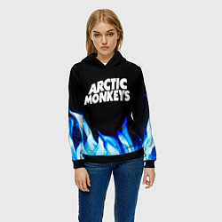 Толстовка-худи женская Arctic Monkeys blue fire, цвет: 3D-черный — фото 2