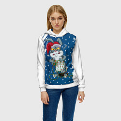 Толстовка-худи женская Кролик и гирлянда - 2023, цвет: 3D-белый — фото 2