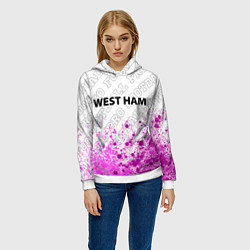 Толстовка-худи женская West Ham pro football: символ сверху, цвет: 3D-белый — фото 2