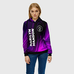 Толстовка-худи женская Marilyn Manson violet plasma, цвет: 3D-черный — фото 2