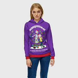 Толстовка-худи женская Рик и Морти Новый год подарки, цвет: 3D-красный — фото 2