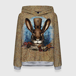 Толстовка-худи женская Ретро кролик, цвет: 3D-меланж