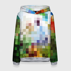 Толстовка-худи женская Пиксельная абстракция, цвет: 3D-меланж