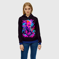 Толстовка-худи женская Jason Statham - pop art, цвет: 3D-синий — фото 2