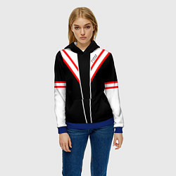 Толстовка-худи женская FIRM черная с белым углом, цвет: 3D-синий — фото 2