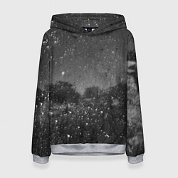 Толстовка-худи женская Абстрактная тьма и следы белой краски, цвет: 3D-меланж