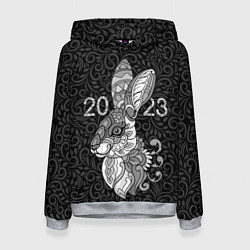 Толстовка-худи женская Русский серый кролик 2023, цвет: 3D-меланж
