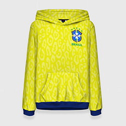 Толстовка-худи женская Форма сборной Бразилии ЧМ 2022, цвет: 3D-синий