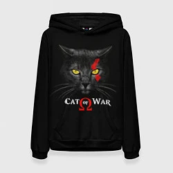 Толстовка-худи женская Cat of war collab, цвет: 3D-черный