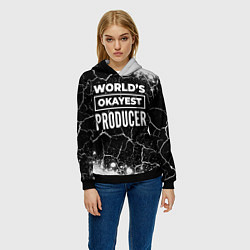 Толстовка-худи женская Worlds okayest producer - dark, цвет: 3D-черный — фото 2