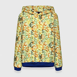 Толстовка-худи женская Денежные знаки, цвет: 3D-синий