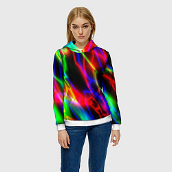 Толстовка-худи женская Цветной каламбур, цвет: 3D-белый — фото 2