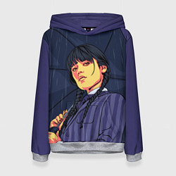 Толстовка-худи женская Уэнсдэй с зонтом, цвет: 3D-меланж