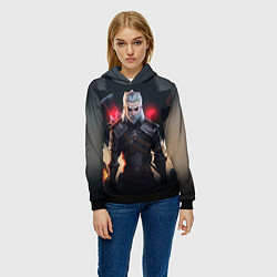 Толстовка-худи женская The Witcher and wolf, цвет: 3D-черный — фото 2