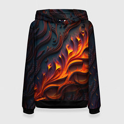 Толстовка-худи женская Огненный орнамент с языками пламени, цвет: 3D-черный