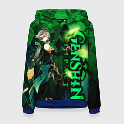 Толстовка-худи женская Аль-Хайтам - genshin impact, цвет: 3D-синий