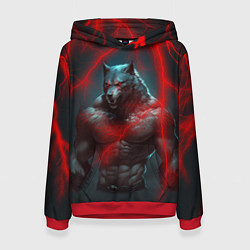 Толстовка-худи женская Брутальный оборотень, цвет: 3D-красный